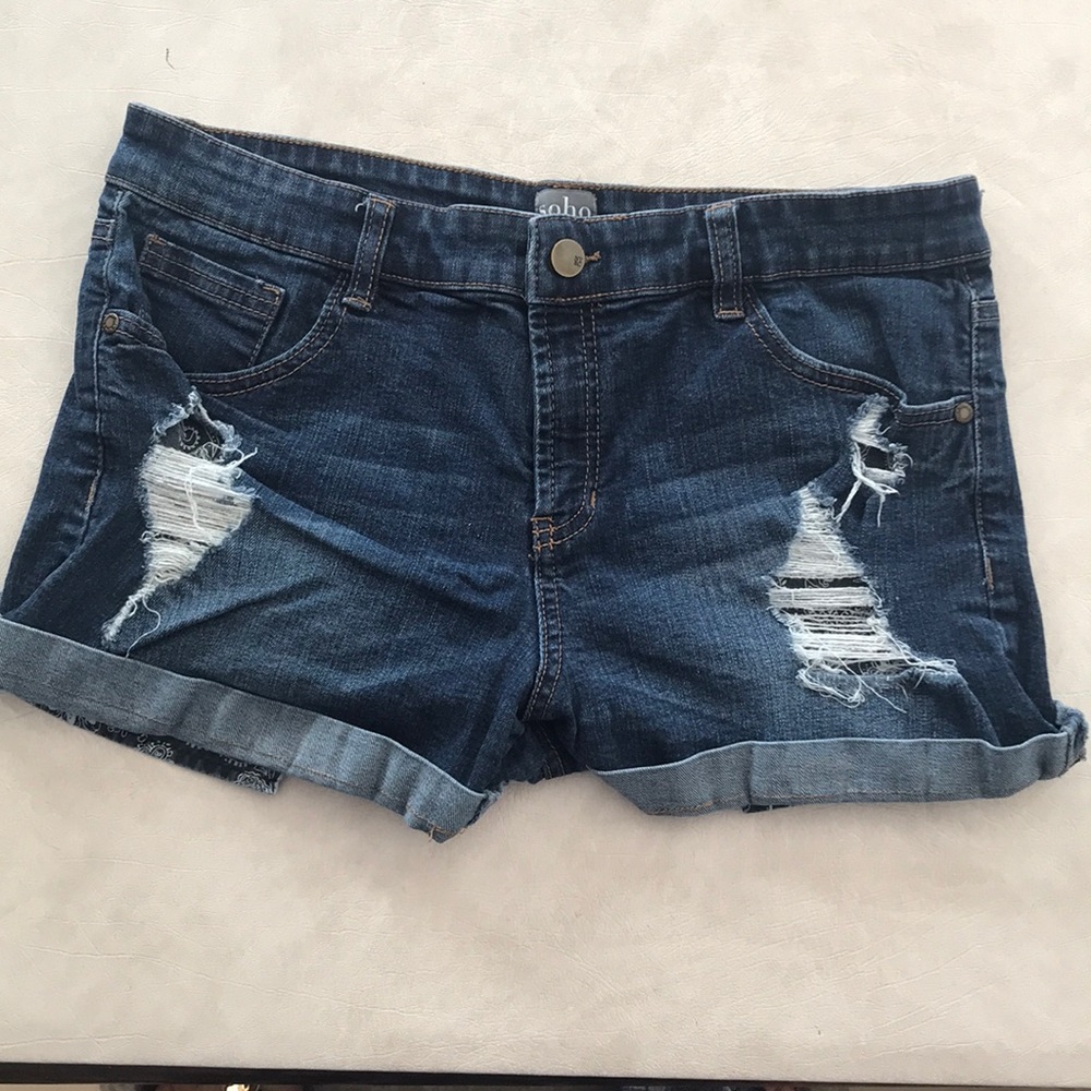 Ripped jean shorts